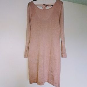 Metallic Dusty Rose Long Sleeve Dress